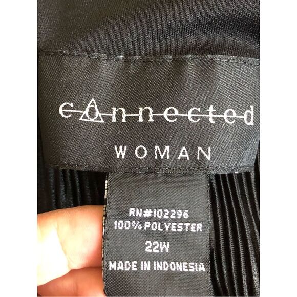 Vintage Connected Woman Black Ruffled Pleated Dress SZ 22W - Picture 13 of 13